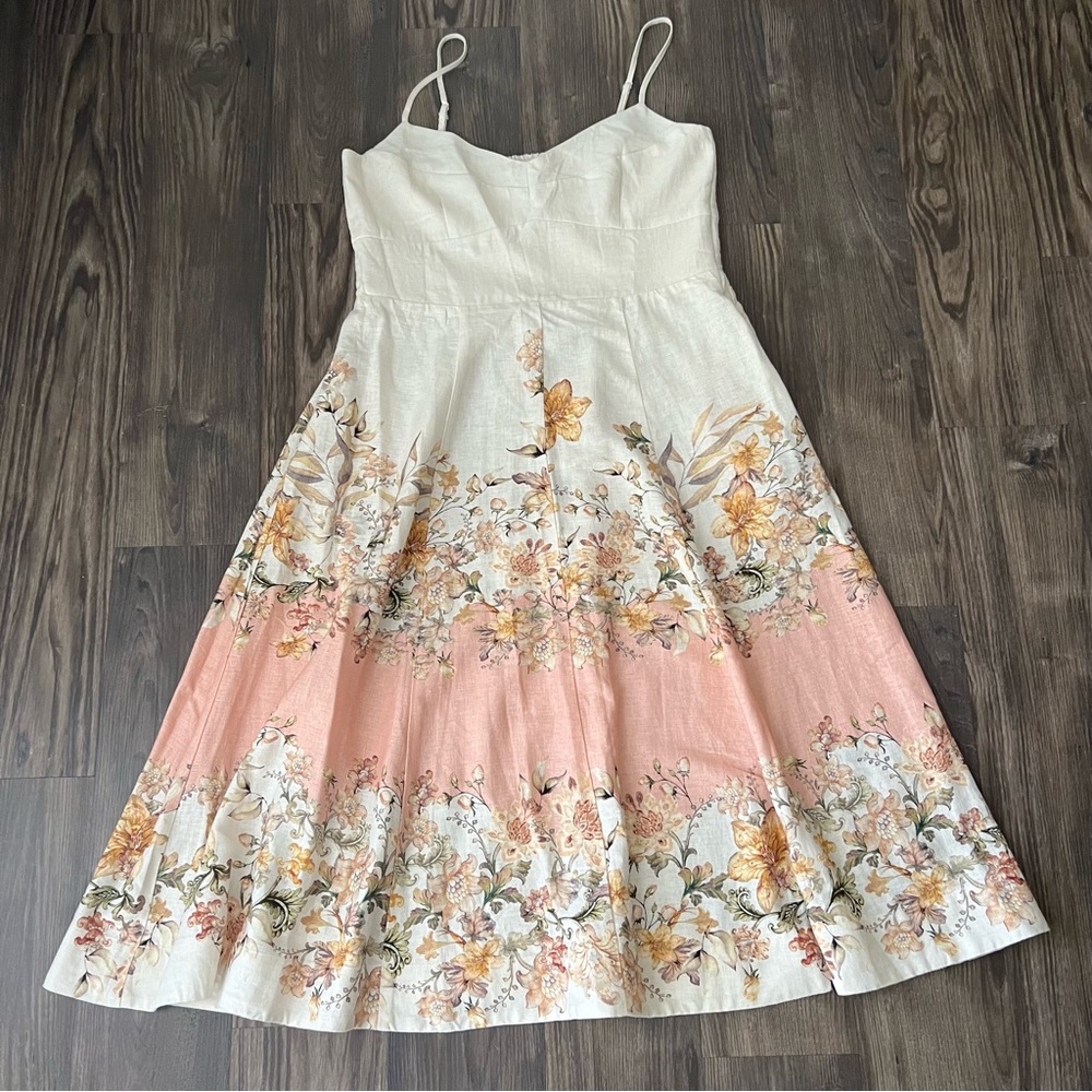 Joie NEW Linen Floral A-line Midi Summer Dress - Picture 2 of 15